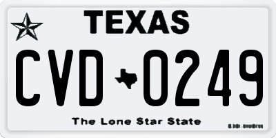 TX license plate CVD0249