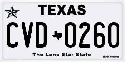 TX license plate CVD0260