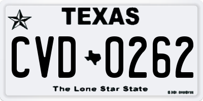 TX license plate CVD0262