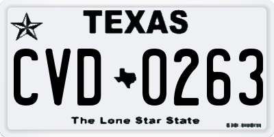 TX license plate CVD0263