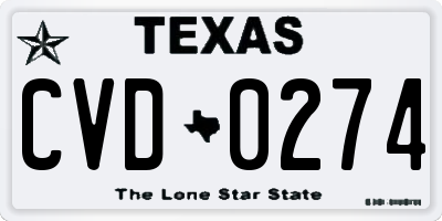 TX license plate CVD0274