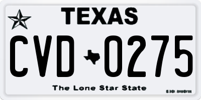 TX license plate CVD0275