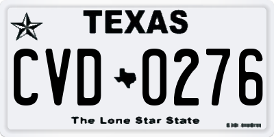 TX license plate CVD0276
