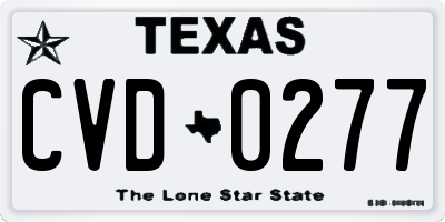 TX license plate CVD0277