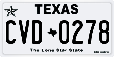 TX license plate CVD0278