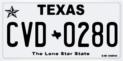 TX license plate CVD0280
