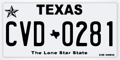 TX license plate CVD0281