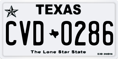 TX license plate CVD0286