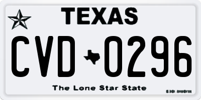 TX license plate CVD0296