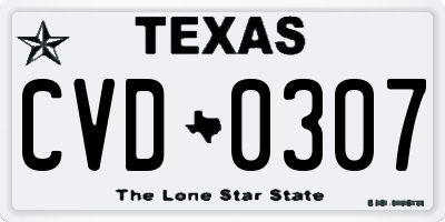 TX license plate CVD0307