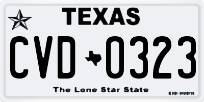 TX license plate CVD0323