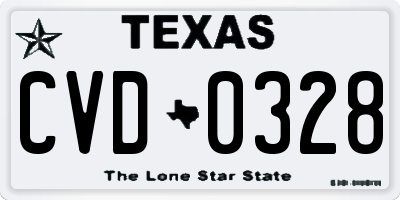 TX license plate CVD0328