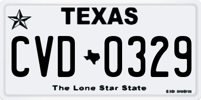 TX license plate CVD0329