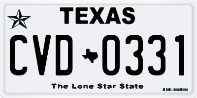 TX license plate CVD0331