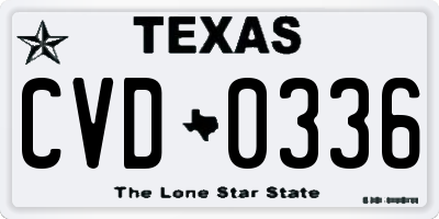TX license plate CVD0336