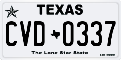 TX license plate CVD0337