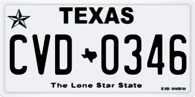 TX license plate CVD0346