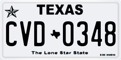 TX license plate CVD0348