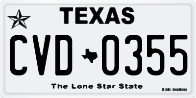 TX license plate CVD0355