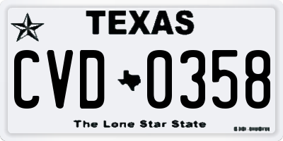 TX license plate CVD0358