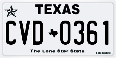 TX license plate CVD0361
