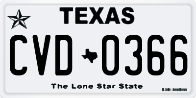 TX license plate CVD0366