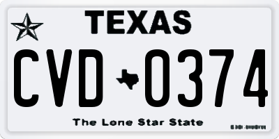 TX license plate CVD0374