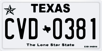 TX license plate CVD0381