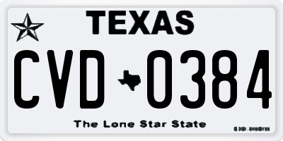 TX license plate CVD0384