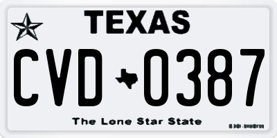 TX license plate CVD0387