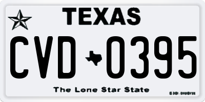 TX license plate CVD0395
