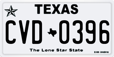 TX license plate CVD0396