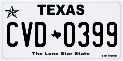 TX license plate CVD0399