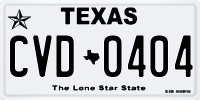 TX license plate CVD0404