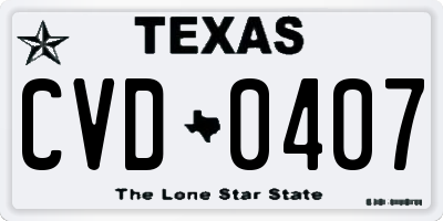 TX license plate CVD0407