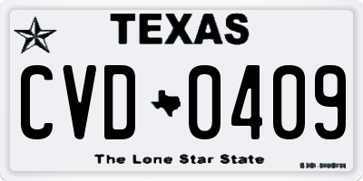 TX license plate CVD0409