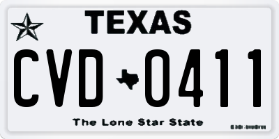 TX license plate CVD0411