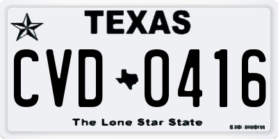 TX license plate CVD0416