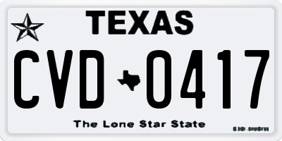 TX license plate CVD0417