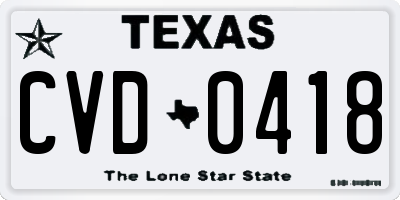 TX license plate CVD0418