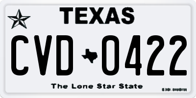 TX license plate CVD0422