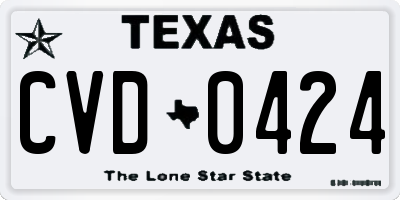 TX license plate CVD0424