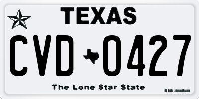 TX license plate CVD0427