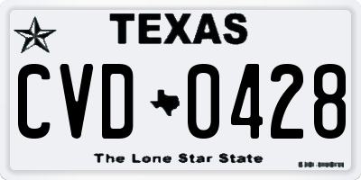 TX license plate CVD0428