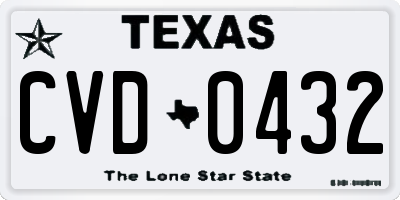 TX license plate CVD0432