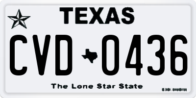 TX license plate CVD0436