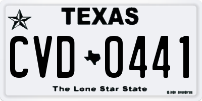 TX license plate CVD0441