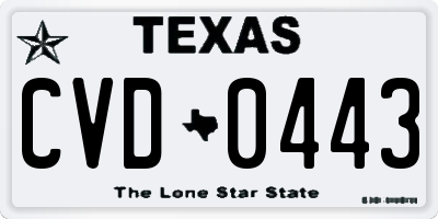 TX license plate CVD0443
