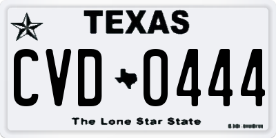 TX license plate CVD0444