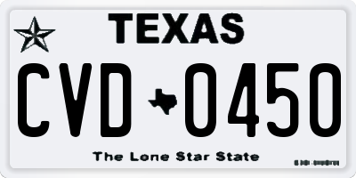 TX license plate CVD0450